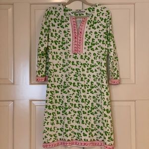 Barbara Gerwit M Green Pink Leopard Dress NWT